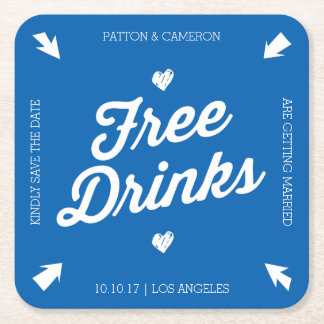 Free Drinks Save the Date Coaster