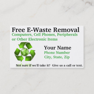 Free E-Waste Removal Business Card