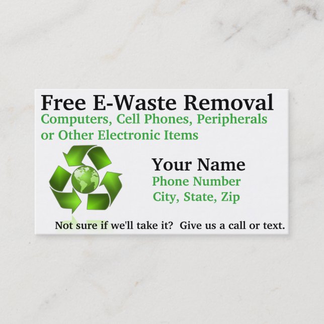 Free E-Waste Removal Business Card (Front)