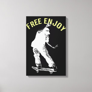 Free Enjoy Retro Urban Skateboarding Canvas Print