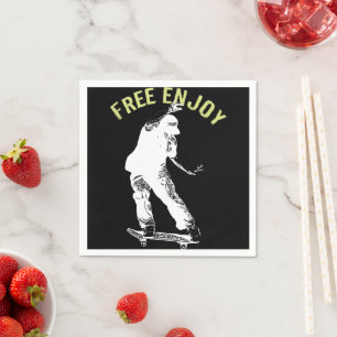 Free Enjoy Retro Urban Skateboarding Napkin