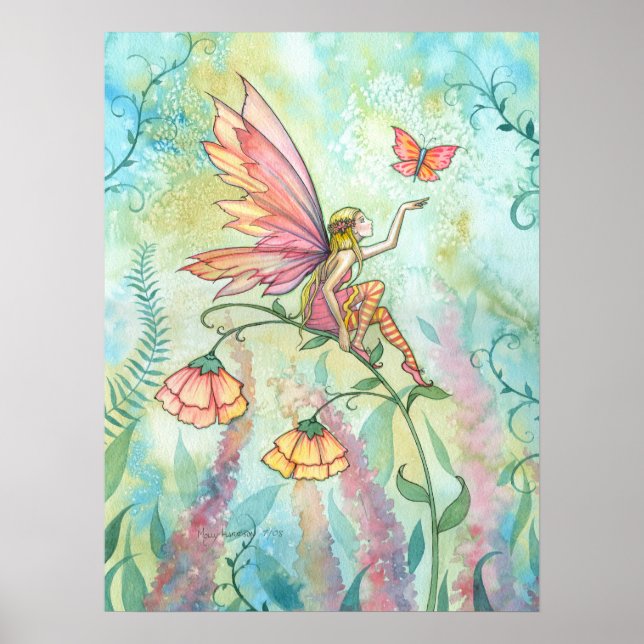 Free Fairy and Butterfly Artwork by Molly Harrison Poster (Front)