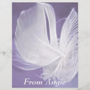 Free Falling feather on purple background
