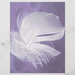 Free Falling feather on purple background