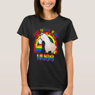 Free Father In Law Hugs Two Llamas Proud Lgbt Rain T-Shirt