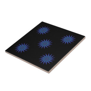 Free Flowing Floral Gorgeous Green Blue Purple Tile