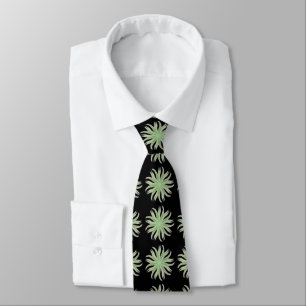 Free Flowing Floral Green Grey Brown Leaves Art Tie