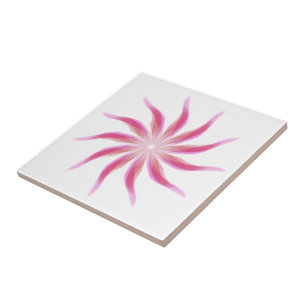 Free Flowing Floral Pretty In Pink Leaves Art Tile