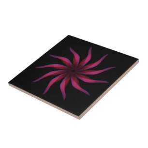 Free Flowing Floral Pretty In Pink Leaves Art      Tile