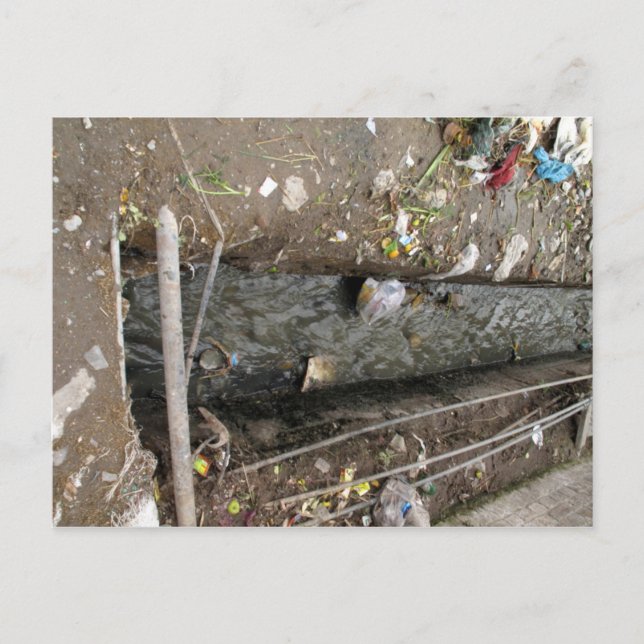 Free flowing sewage drain postcard (Front)