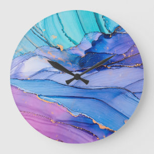 Free-flowing textures, luxury abstract art. large clock