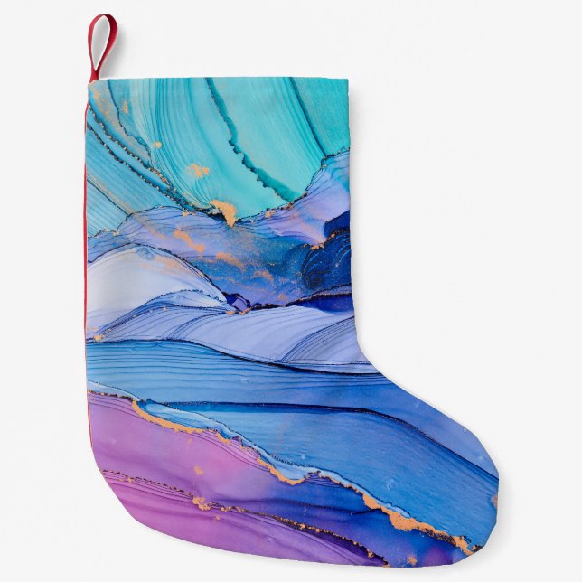 Free-flowing textures, luxury abstract art. small christmas stocking (Front)