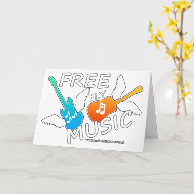 Free Fly Music   Card (Yellow Flower)