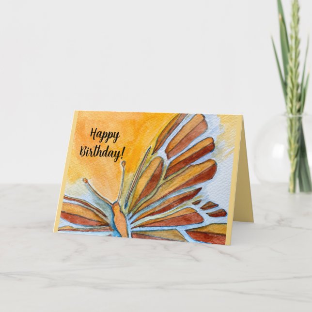 Free Flying Butterfly Watercolor Birthday Card (Front)