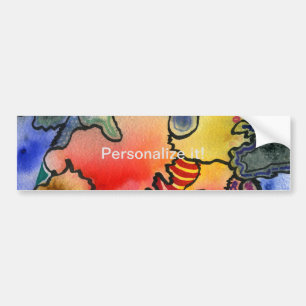 Free form abstract cool & hot colour cells art bumper sticker