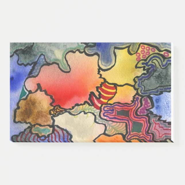 Free form abstract cool & hot colour cells art post-it notes (Front)