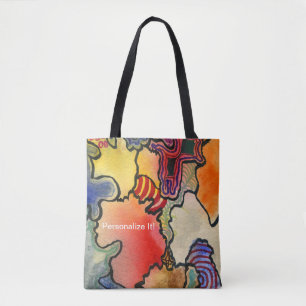 Free form abstract cool & hot colour cells art tote bag
