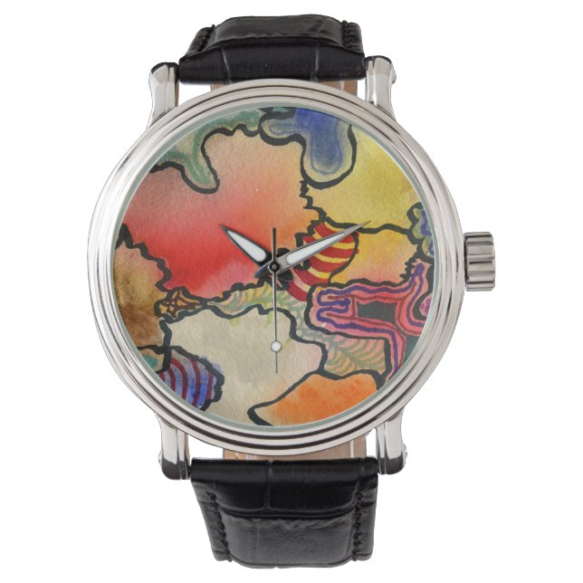 Free form abstract cool & hot colour cells art watch (Front)