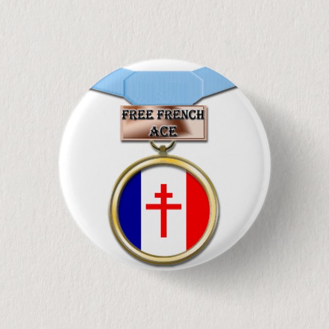 Free French Ace medal button (Front)