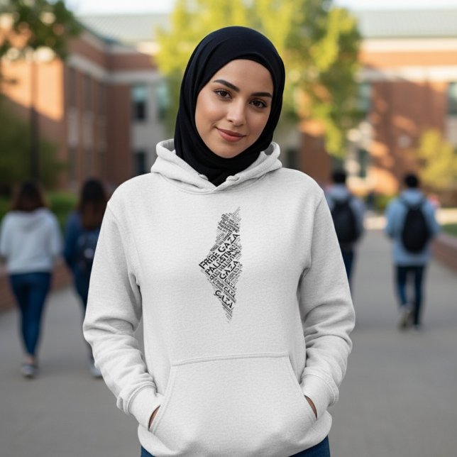 Free Gaza Free Palestine Map Cloud Word Hoodie (Creator Uploaded)