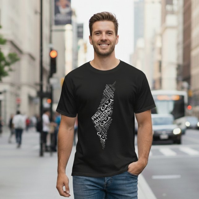 Free Gaza Free Palestine Map Cloud Word T-Shirt (Creator Uploaded)