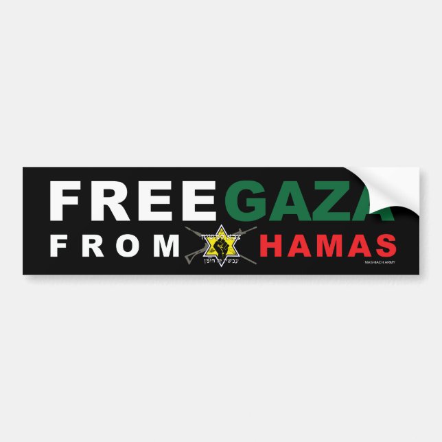 "Free Gaza From Hamas" Bumper Sticker (Black) (Front)