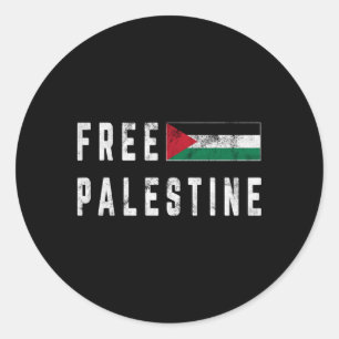 Free Gaza Palestine Flag Arabic Classic Round Sticker