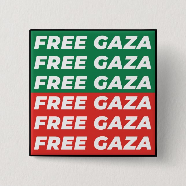 Free Gaza - Palestine Flag Colours 15 Cm Square Badge (Front)
