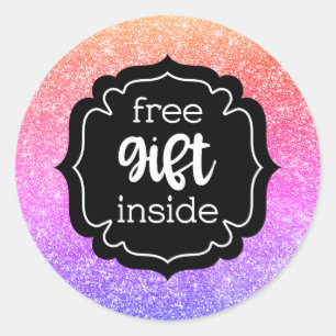 Free gift inside glitter label stickers
