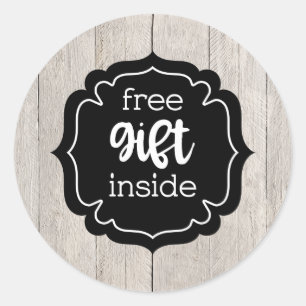 Free gift inside rustic label stickers