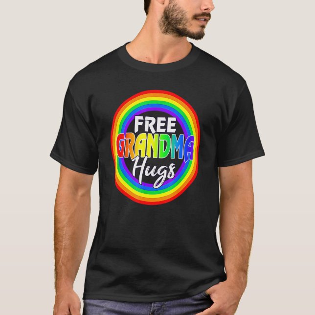 Free Grandma Hugs  Lgbt Heart Rainbow Gay Pride Mo T-Shirt (Front)