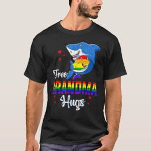 Free Grandma Hugs Rainbow Shark Lgbt Pride Gay Les T-Shirt