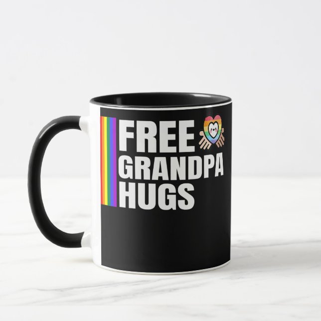 Free Grandpa Hugs Gay Pride Month Ally LGBTQ Mug (Left)