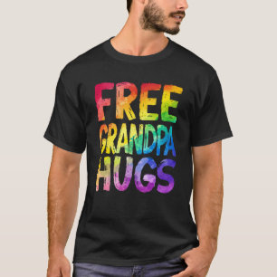 Free Grandpa Hugs LGBT Pride LGBTQ Lesbian Gay Rai T-Shirt