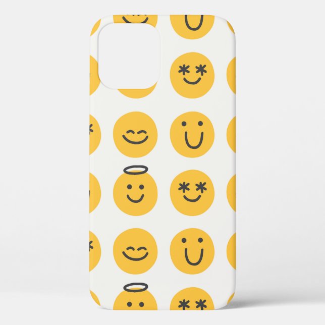Free hand happy emoji seamless pattern. Positive e Case-Mate iPhone Case (Back)
