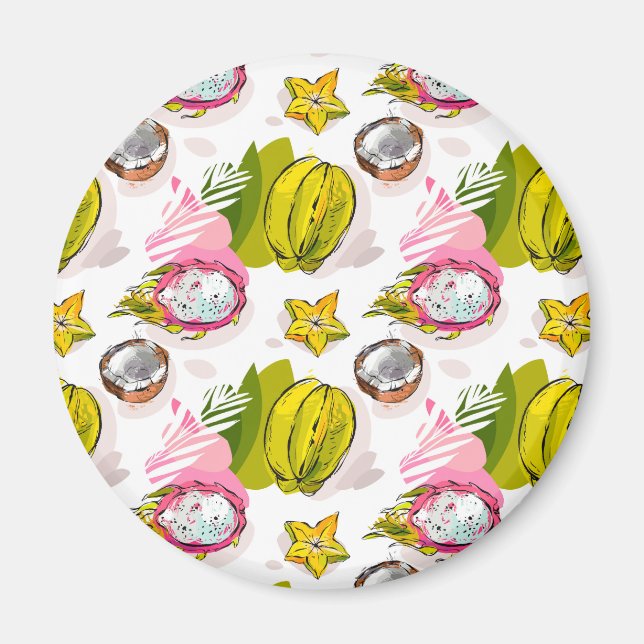 Free Hand Textured Fruit Pattern Magnet (Front)