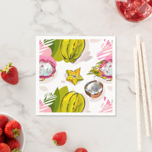 Free Hand Textured Fruit Pattern Napkin
