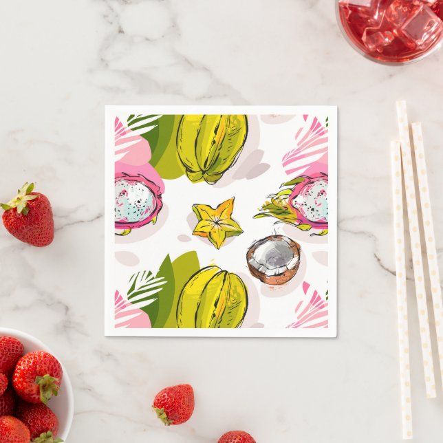 Free Hand Textured Fruit Pattern Napkin (Insitu)