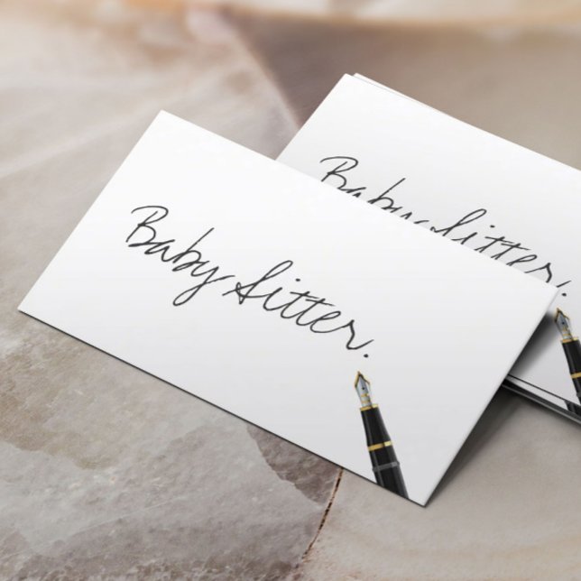 Free Handwriting Script Baby Sitter Business Card (Creator Uploaded)