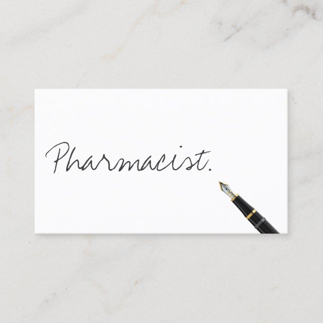 Free Handwriting Script Pharmacist Business Card (Front)