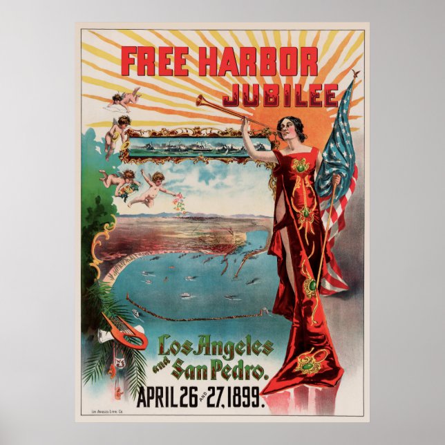 Free Harbour Jubilee, Los Angeles and San Pedro. Poster (Front)