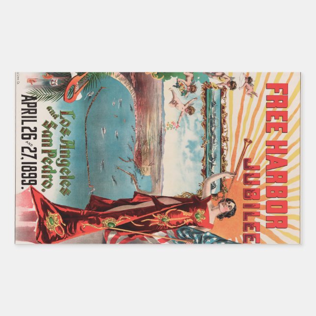 Free Harbour Jubilee, Los Angeles and San Pedro. Rectangular Sticker (Front)