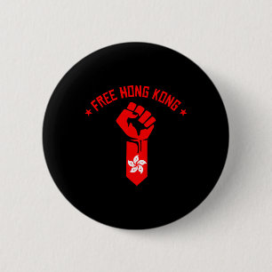 Free Hong Kong - Resist Fist With Hong Kong Flag  6 Cm Round Badge