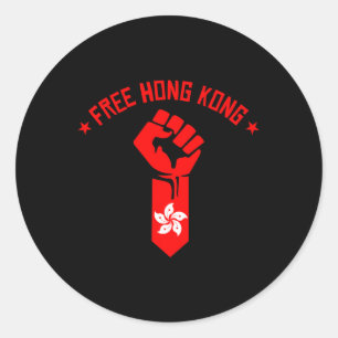 Free Hong Kong - Resist Fist With Hong Kong Flag Classic Round Sticker