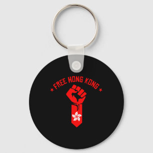 Free Hong Kong - Resist Fist With Hong Kong Flag Key Ring