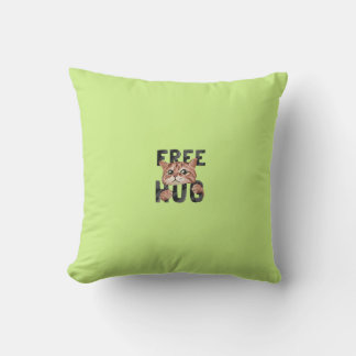 Free Hug Cat Design Pillow | Cosy Feline Lover's