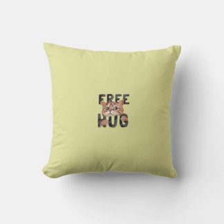 Free Hug Cat Design Pillow | Cosy Feline Lover's