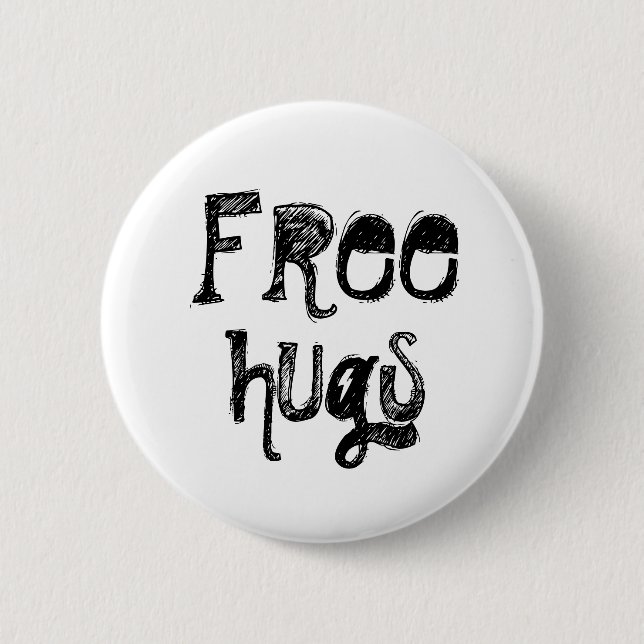Free, hugs 6 cm round badge (Front)