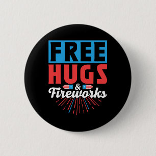 Free Hugs And Fireworks 4th Of July Independence U 6 Cm Round Badge