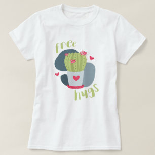 Free Hugs and Hearts Cactus T-Shirt